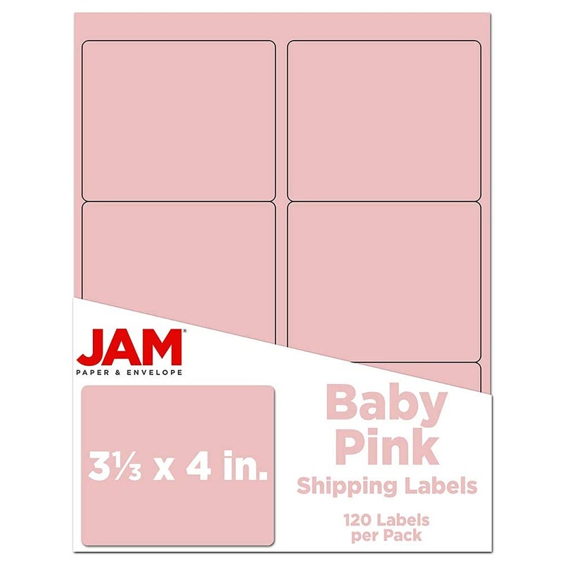 JAM PAPER Shipping Address Labels - Large - 3 1/3 x 4 - Baby Pink Pastel - 120/Pack - Image 1